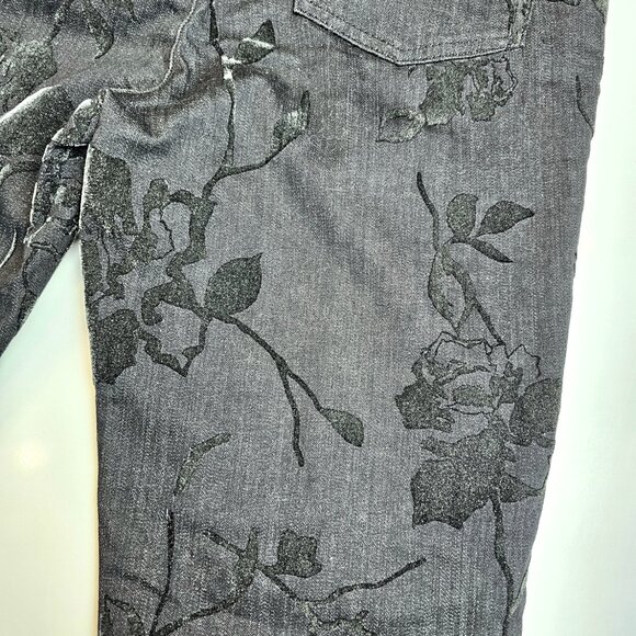 Joseph Ribkoff Quiet Luxury Tonal Floral Textured Charcoal Gray Jeans 4 - Picture 10 of 12